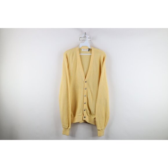 Vtg 60s Streetwear Mens Large Blank Knit Cardigan Sweater Kurt